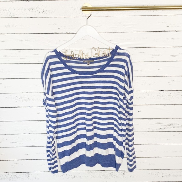 Vince Sweaters - Vince. Blue and White Striped Crewneck Sweater Vince Sweaters - Vince. Blue and White Striped Crewneck Sweater